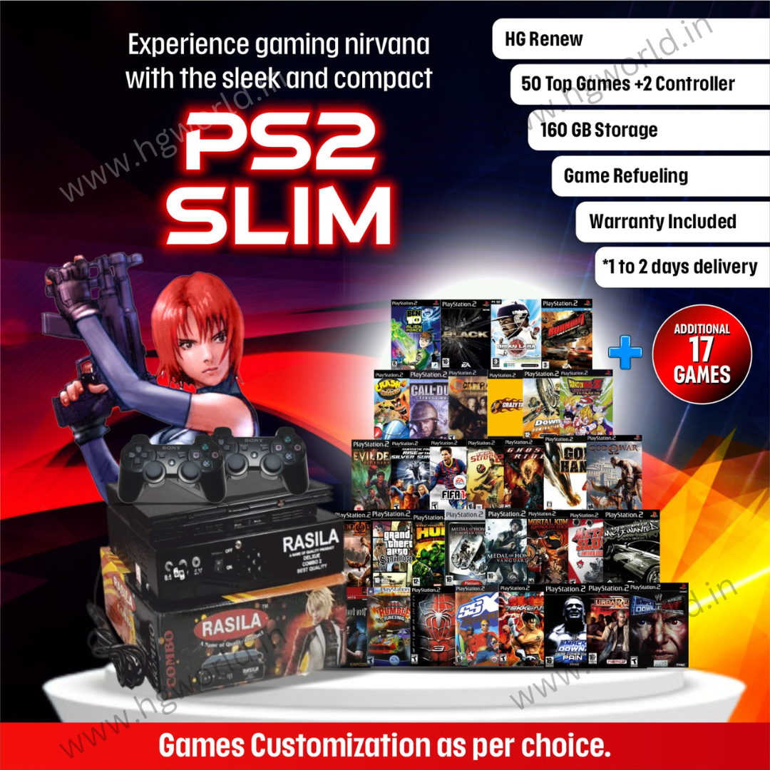 Buy Playstation 2 (Slim) Complete Set with 2 Game DVD 3D cover( OLD )  Online at Low Prices in India