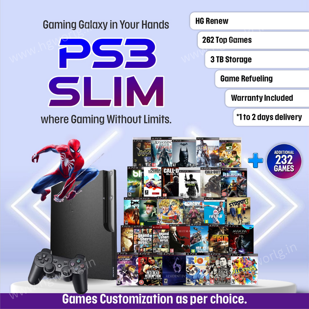 Black PlayStation 3 Sony PS3 Slim 3 Tb 262 Top Games Refurbished