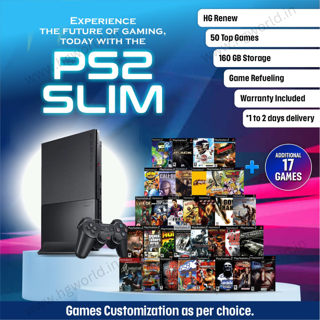 Black PlayStation 2 Sony PS2 Slim 1 Tb 309 Top Games Refurbished