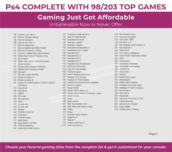 ps4 complete with 98/203 top games