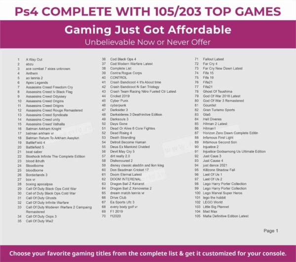 ps4 complete with 105/203 top games