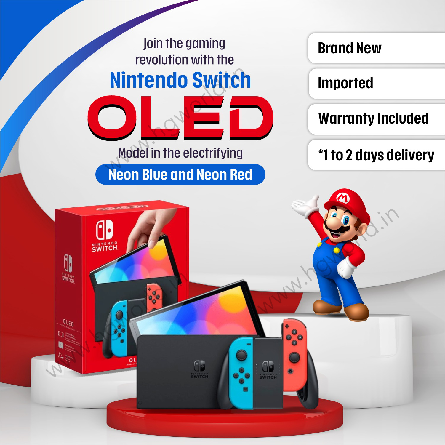 Brand New NINTENDO Switch Oled | 64 GB | Neon Blue & Red Edition | Handheld  Portable Gaming Console | Company Seal Pack | All Standard Accessories | 