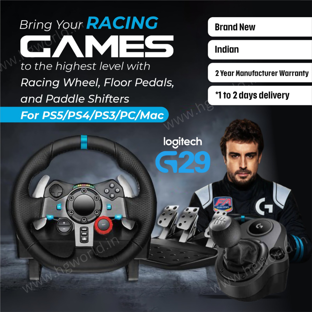 Logitech G29 Driving Force PC/PS5/PS4/PS3 Steering Wheel+Pedals Black