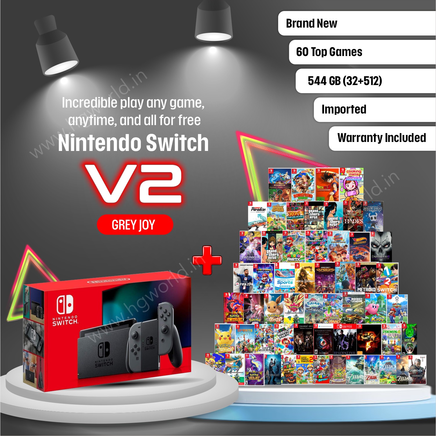 Brand New Nintendo Switch V2 32 GB Plain HG World