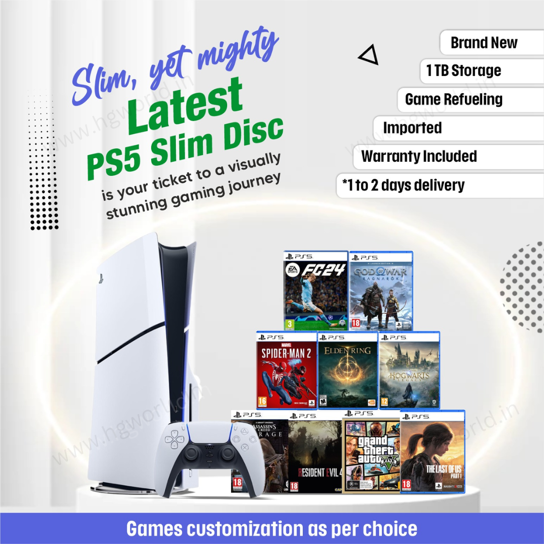 Brand New Sony PlayStation 5 | PS5 Slim | 1 TB (1000 GB) SSD Disc Edition  Gaming Console | 9 Best Games Bundle| All Standard Accessories | Warranty